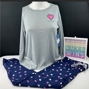 Life is Good, ‘Pink Hearts’, PJ set. SZ: Small. NWT Firm! Last One!